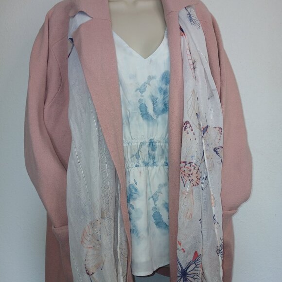 UGC Paprika  Soft Pink Long Sweater Duster with pockets size 24/26 - Picture 11 of 12